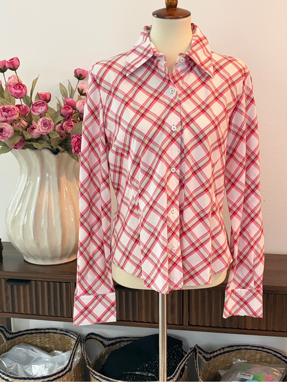 Faconnable Pink Plaid Button-Down Shirt